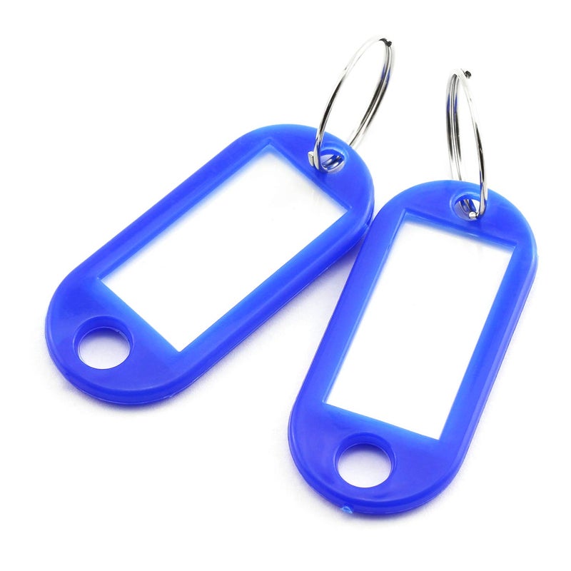 Lind Kitchen 40pcs Blue Key Ring Label Tags Plastic Keys Holder and Identifier Name Number Address Information Label Card for Keys ID 5x2.2cm - Image 1